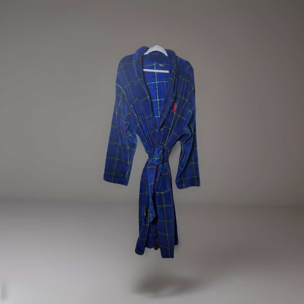 Polo Ralph Lauren Microfiber Robe Plaid Plush Big Pony Mens S/M
